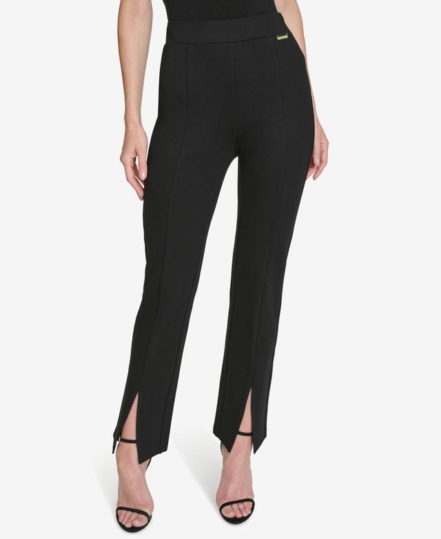 Halston Womens Split-Hem Mid-Rise Slim-Leg Pants Product Image