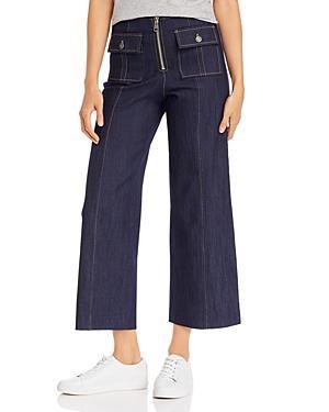 Womens Azure Front High-Rise Wide-Leg Crop Jeans Product Image