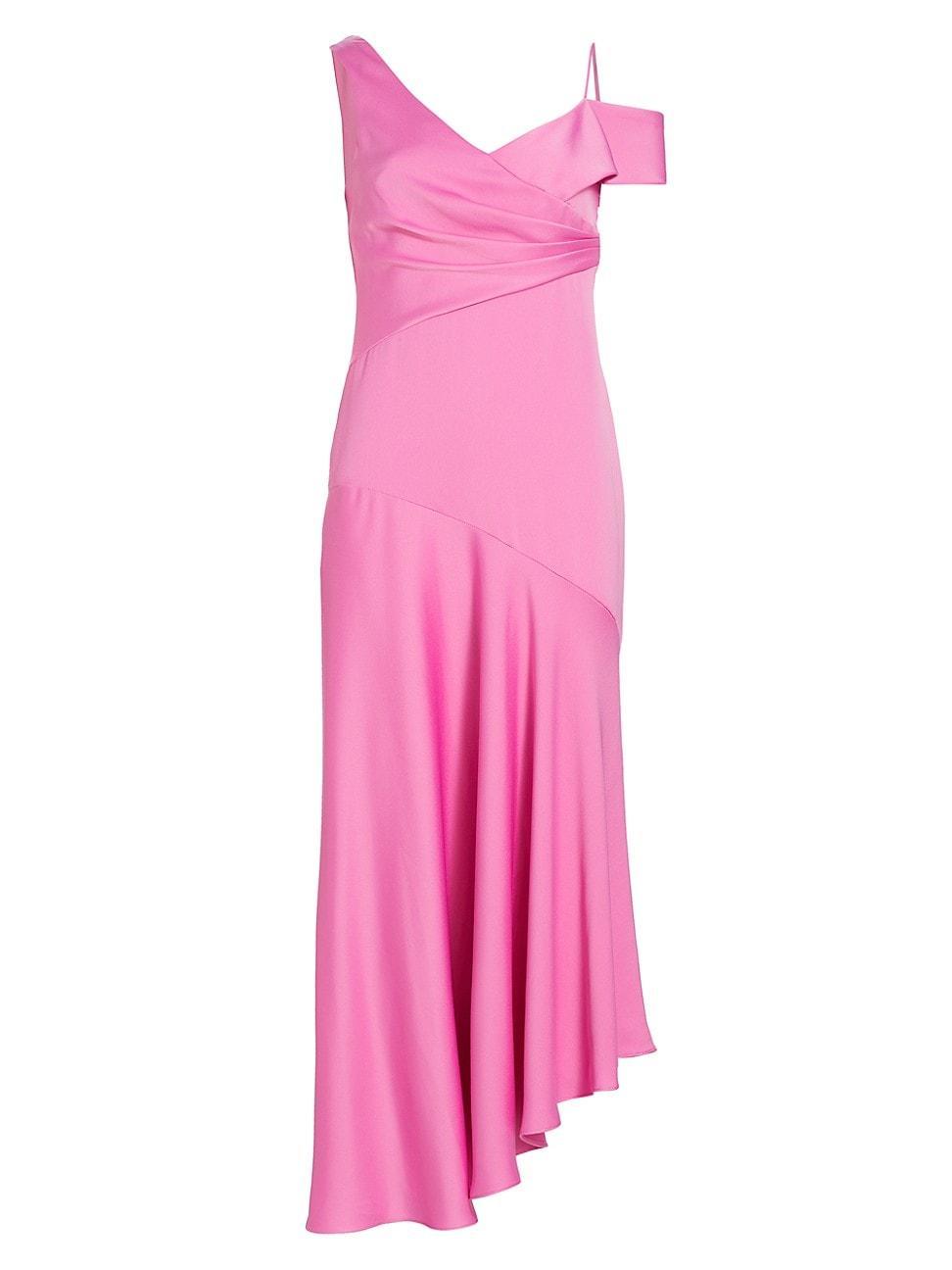 Womens Marin Satin Asymmetric Midi-Dress Product Image