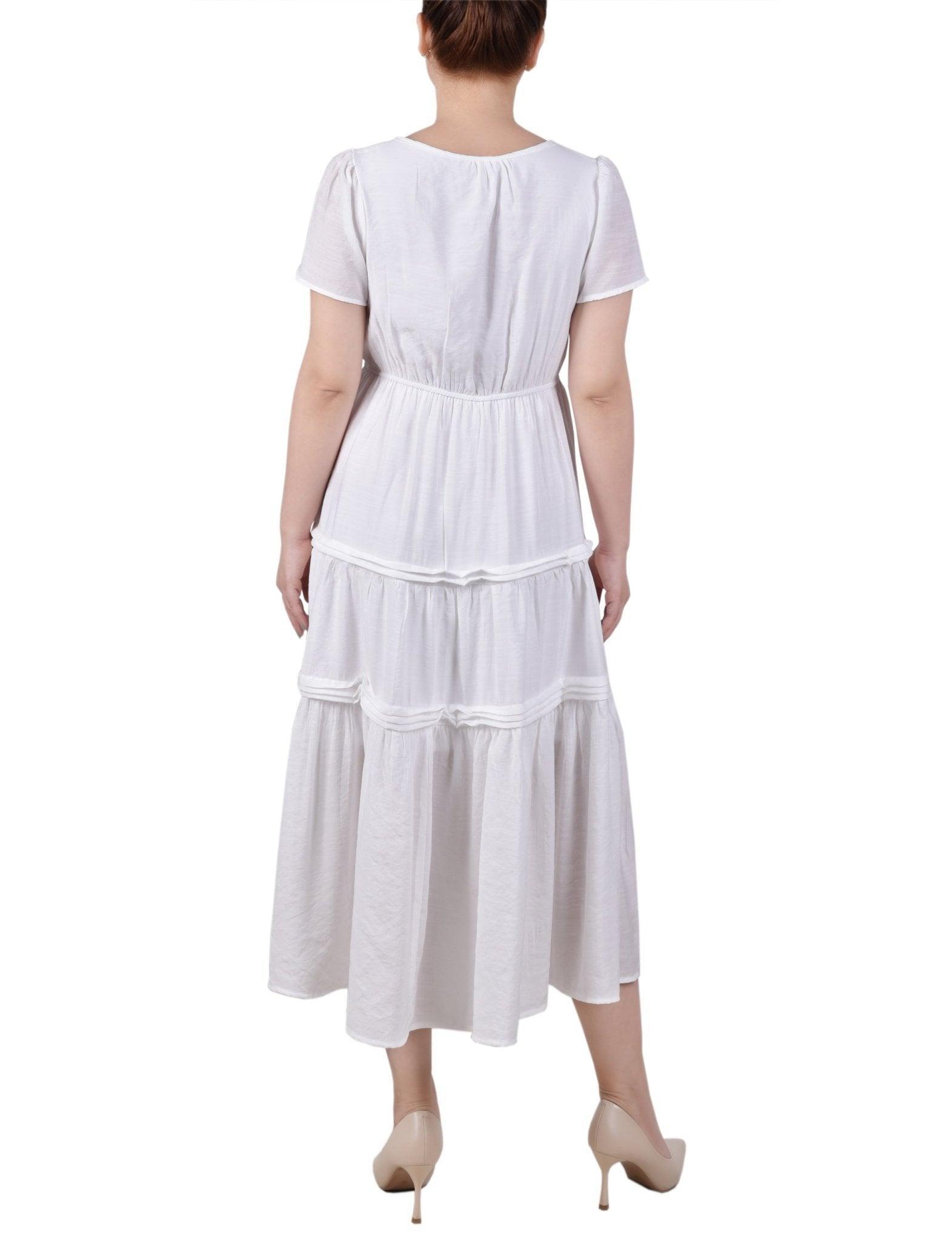 Ankle Length Short Sleeve Dress - Petite Product Image