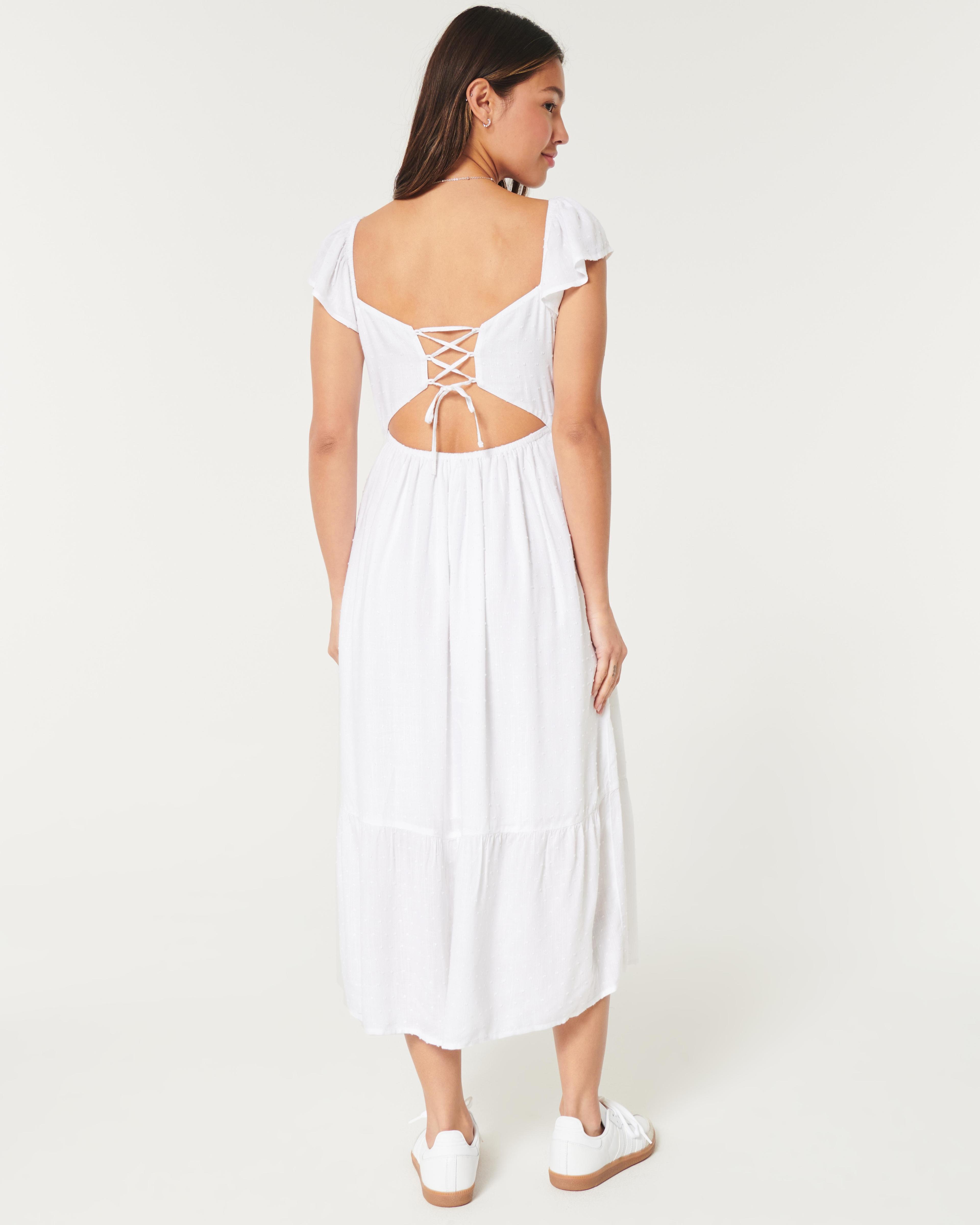 Lace-Up Back Midi Dress Product Image