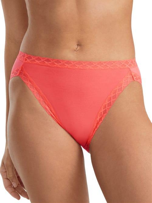 Natori Bliss Lace-Trim Cotton French-Cut Brief Underwear 152058 Product Image