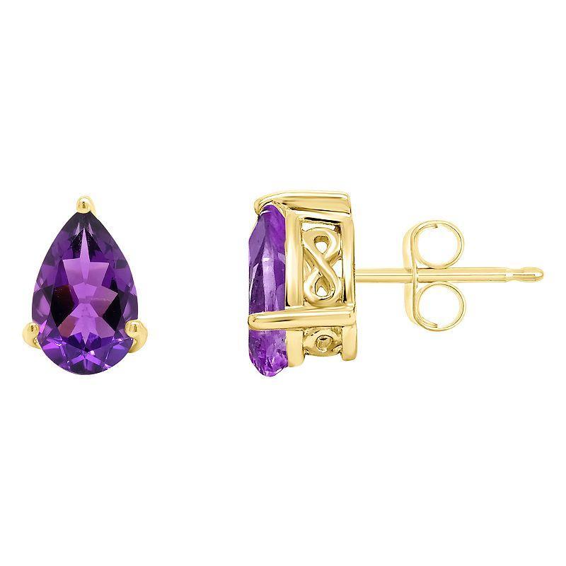 Alyson Layne 14k Gold Pear Cut Amethyst Stud Earrings, Womens, Purple Product Image