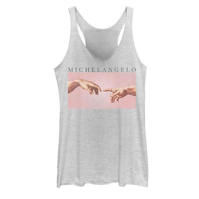 Juniors Michelangelo The Creation Of Adam Tank Top, Girls White Grey Product Image