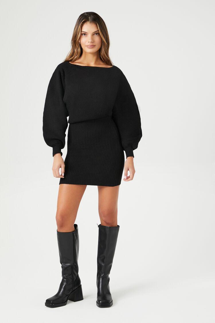 Balloon-Sleeve Mini Sweater Dress | Forever 21 product image