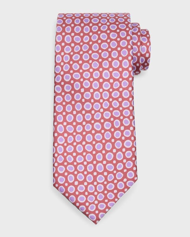 Mens Small Circle Printed Silk Tie Product Image