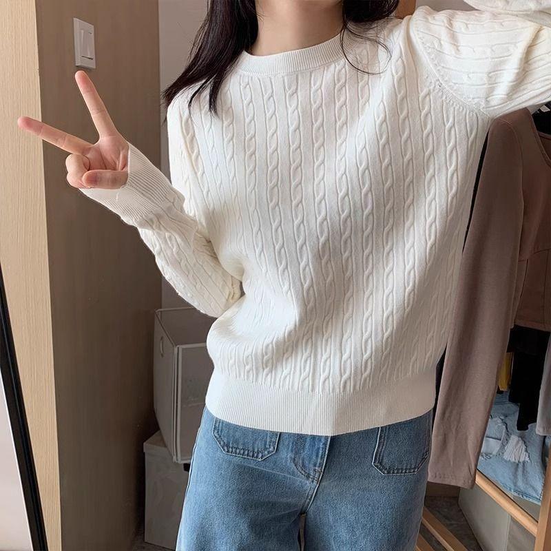 Long-Sleeve Crewneck Plain Knit Top product image