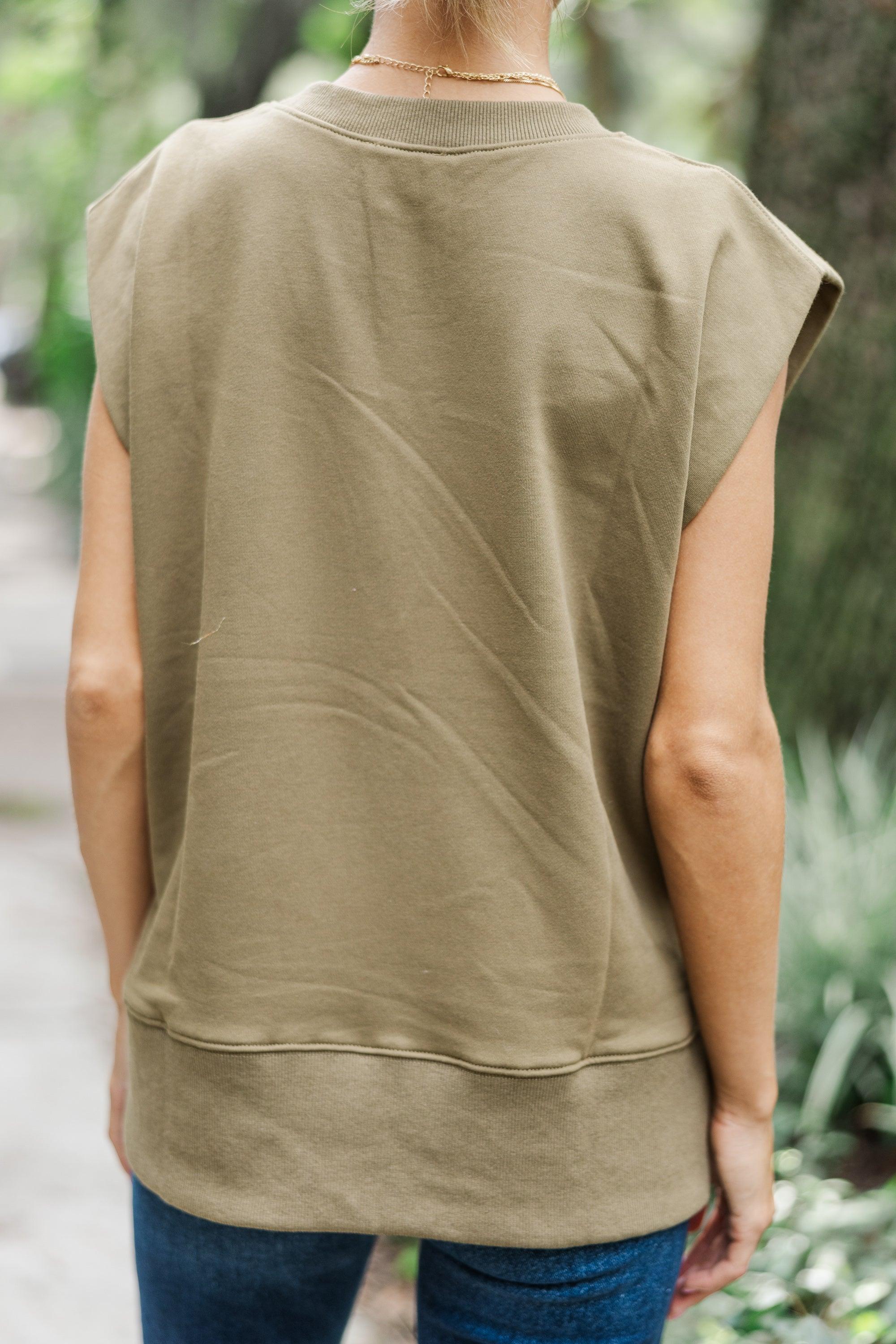 To The Moon Olive Green Top Female Product Image