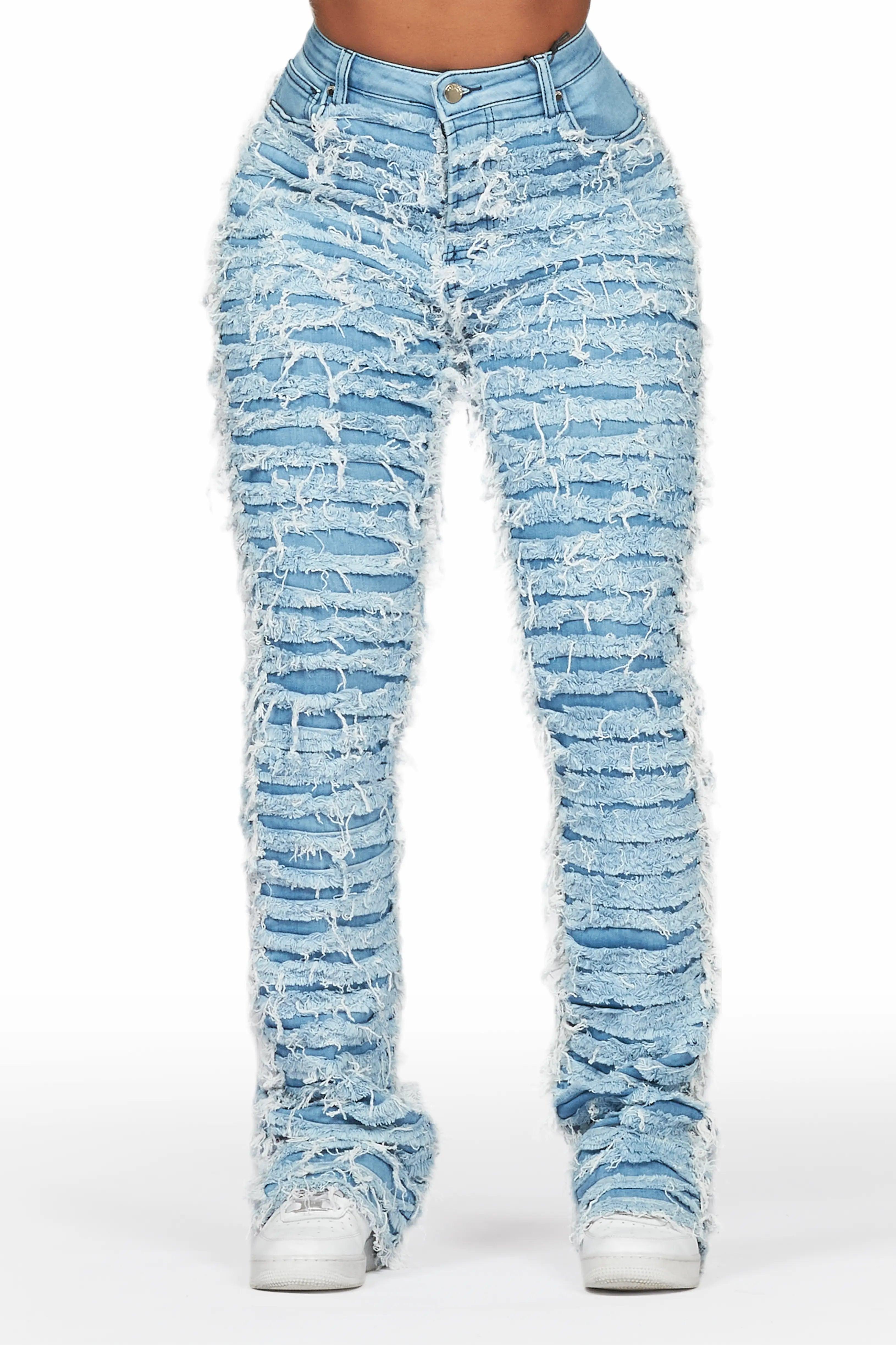 Melany Light Wash Stacked Flared Jean Female product image