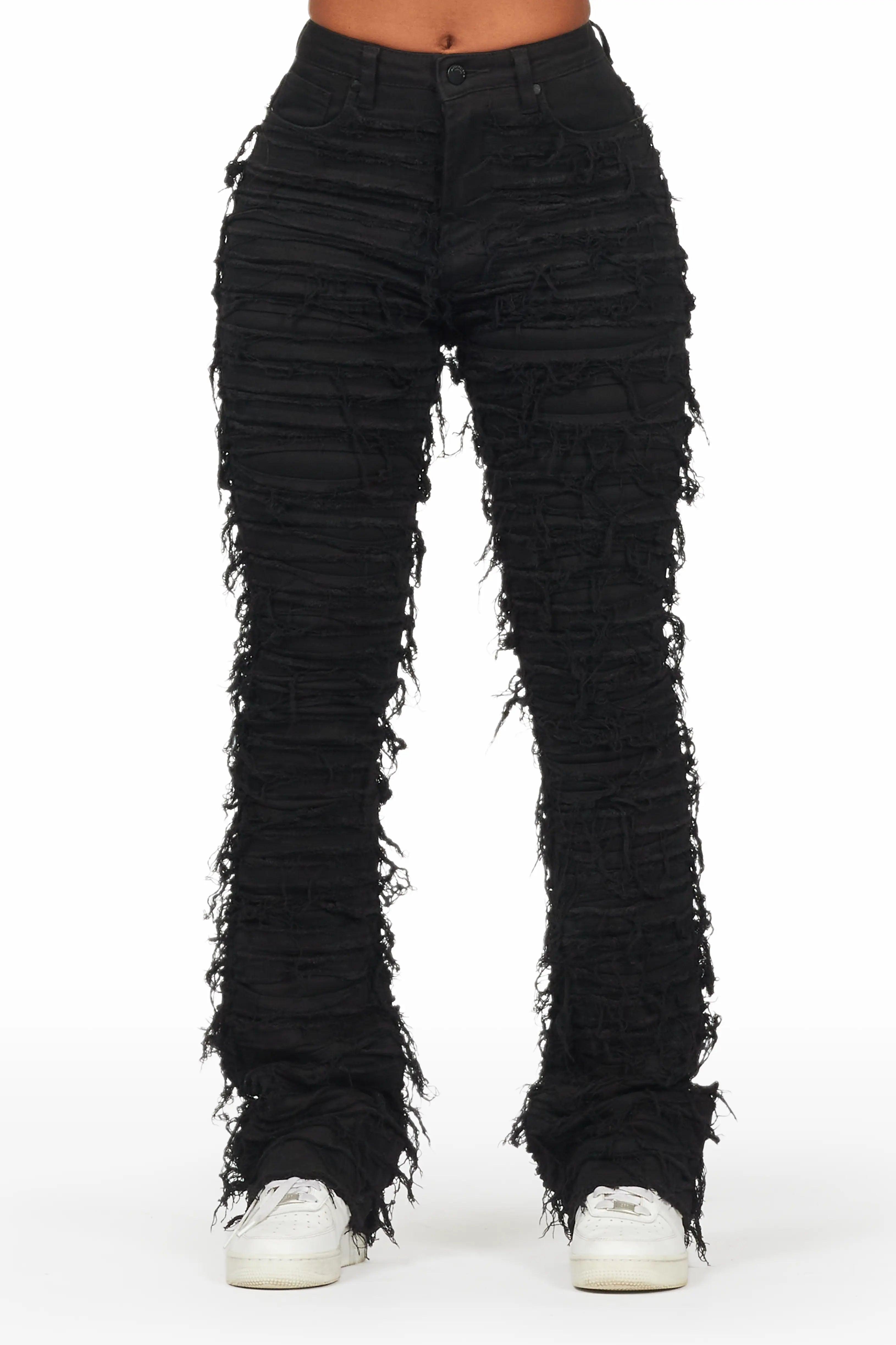 Melany Black Stacked Flared Jean Female Product Image