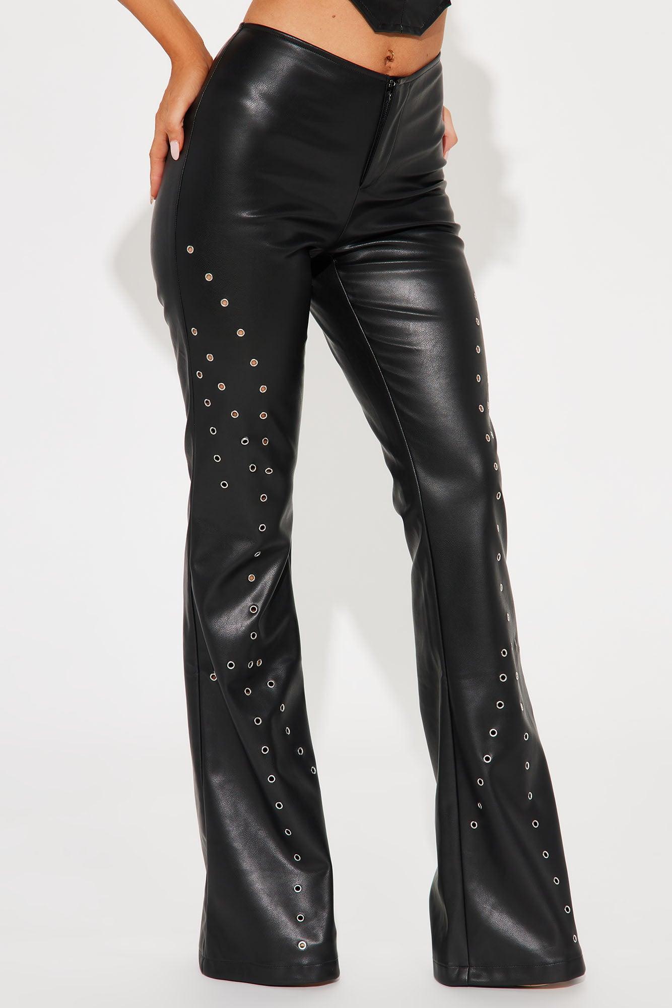 Dramatic Moves Low Rise Faux Leather Pant - Black Product Image