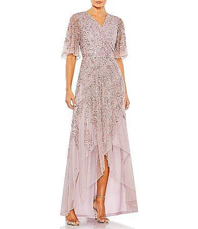 Mac Duggal Sequin High-Low Chiffon Gown Product Image