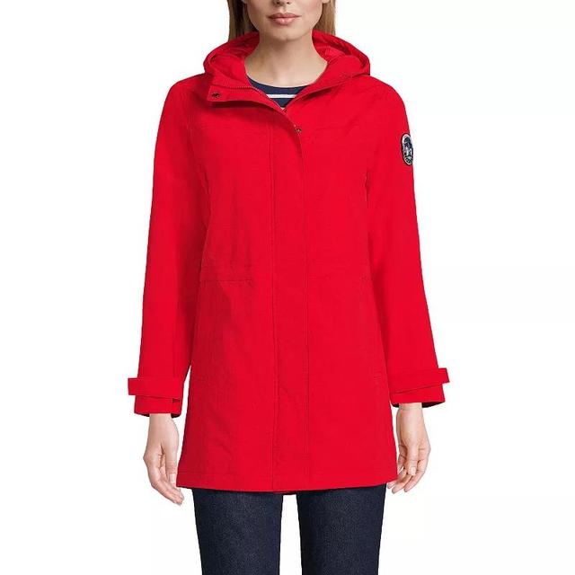 Womens Lands End Classic Squall Hooded Raincoat Bright Red Product Image