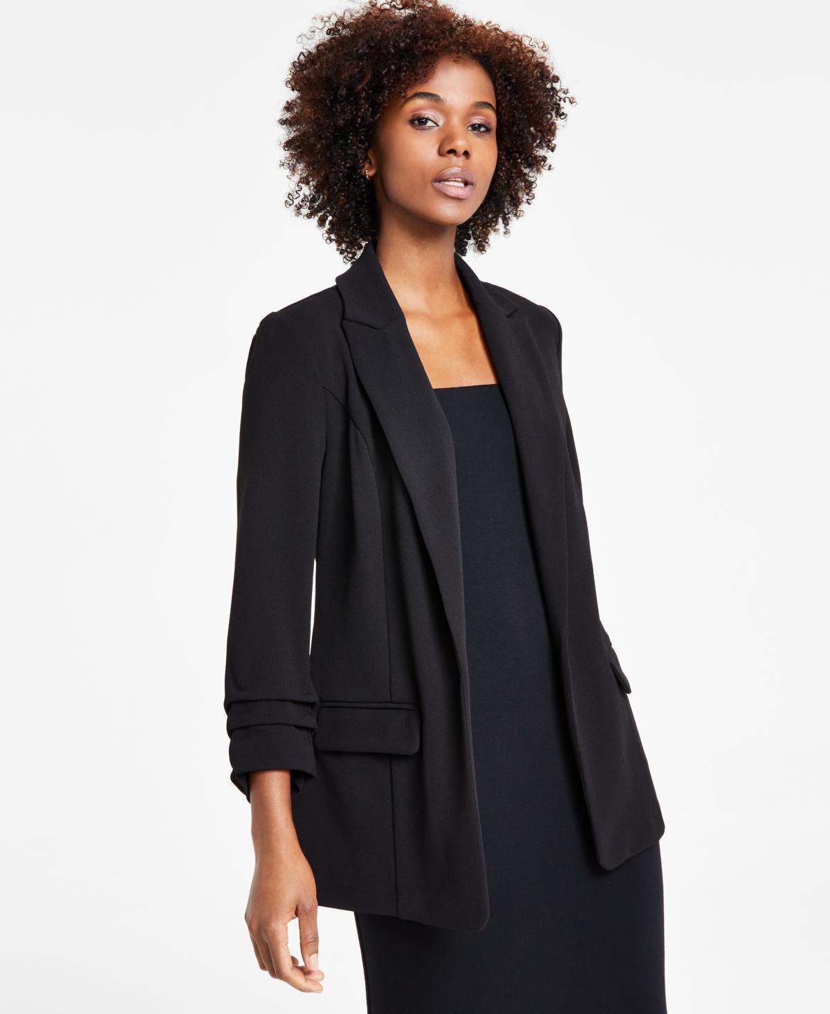 Women's Notch-Lapel Ruched-Sleeve Open-Front Blazer, Created for Macy's  Product Image