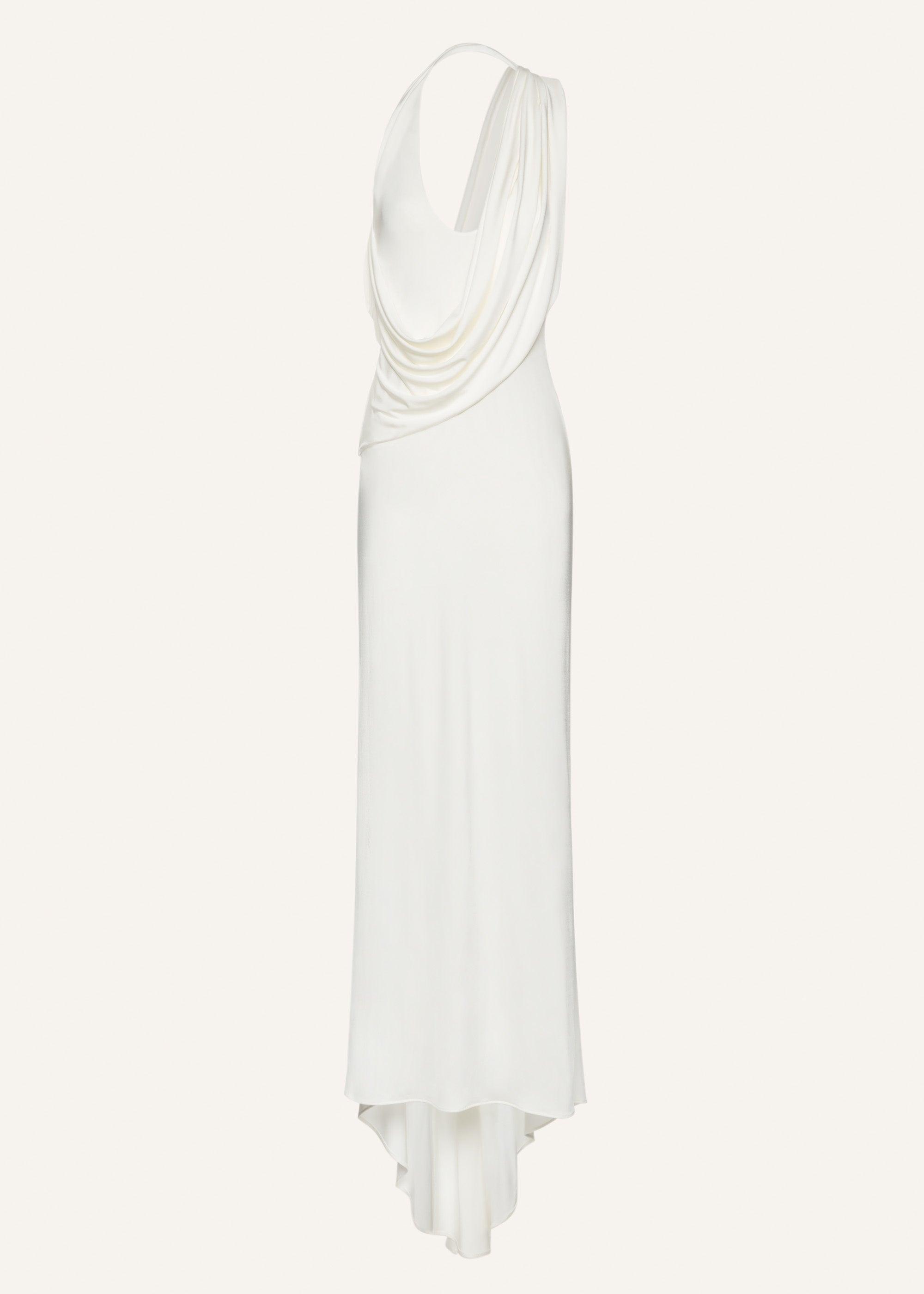 Grecian halter midi dress in cream Product Image