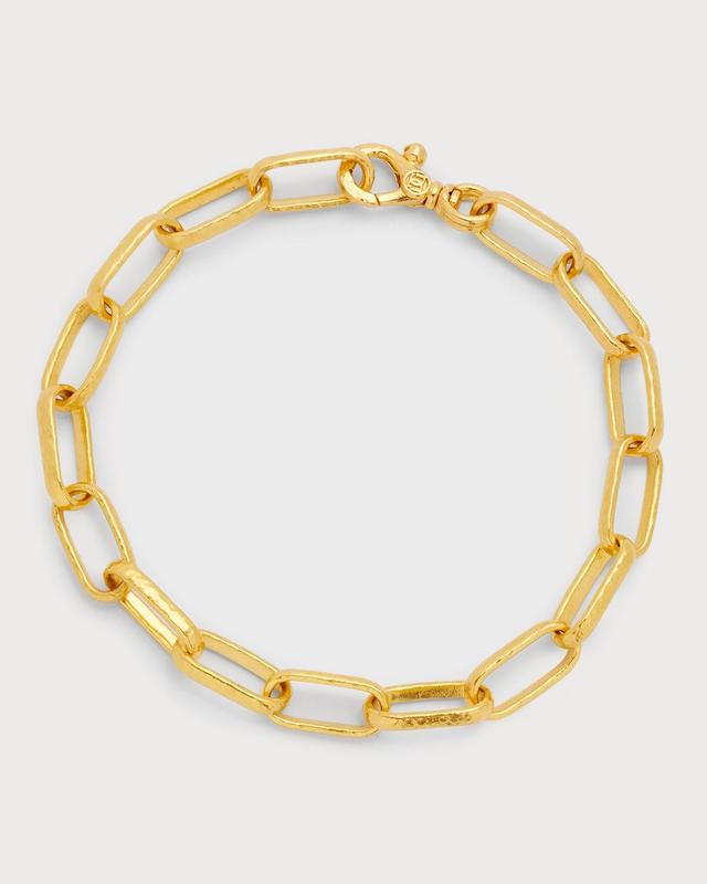 Mens Hammered 24K Gold Cable Chain Bracelet Product Image