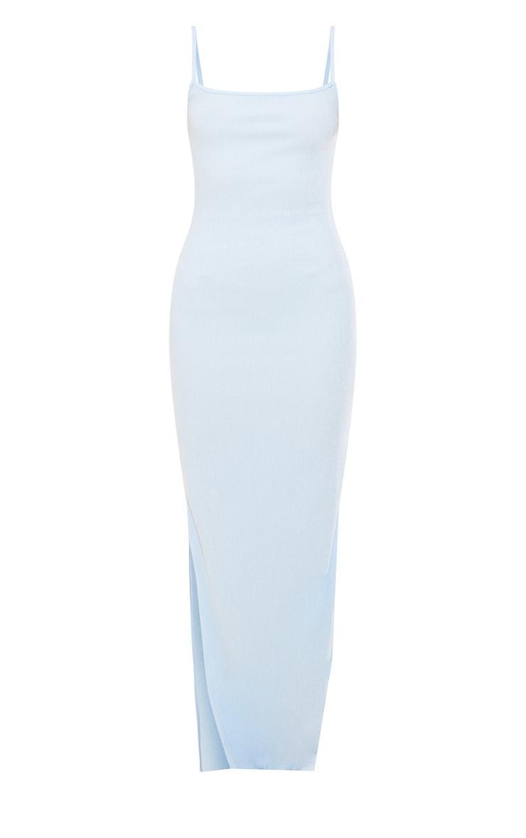 Light Blue Crinkle Textured Contrast Strappy Maxi Dress Product Image