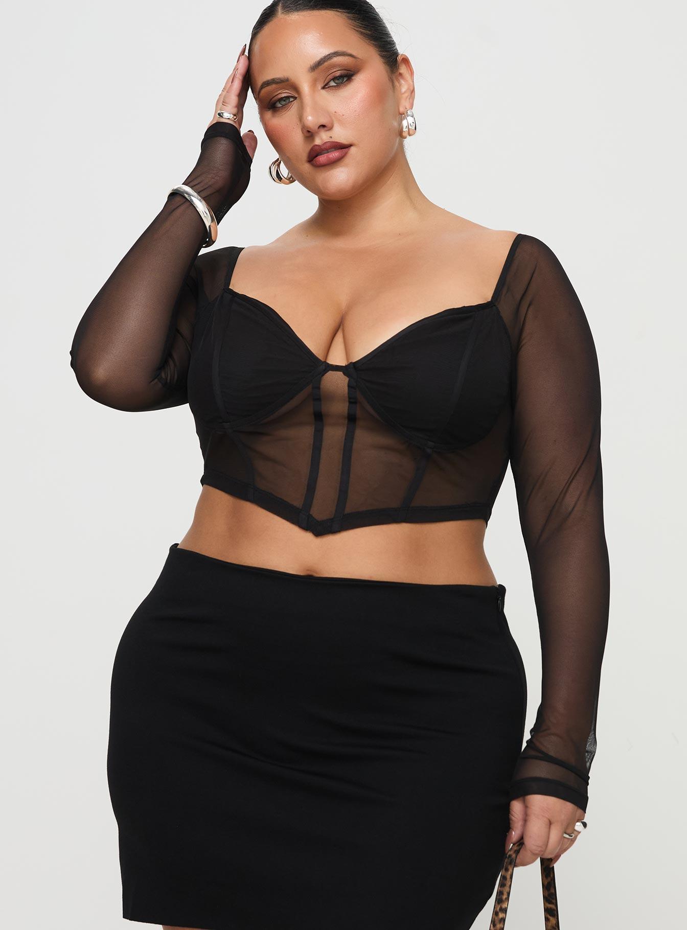 Maranta Long Sleeve Top Black Curve Product Image