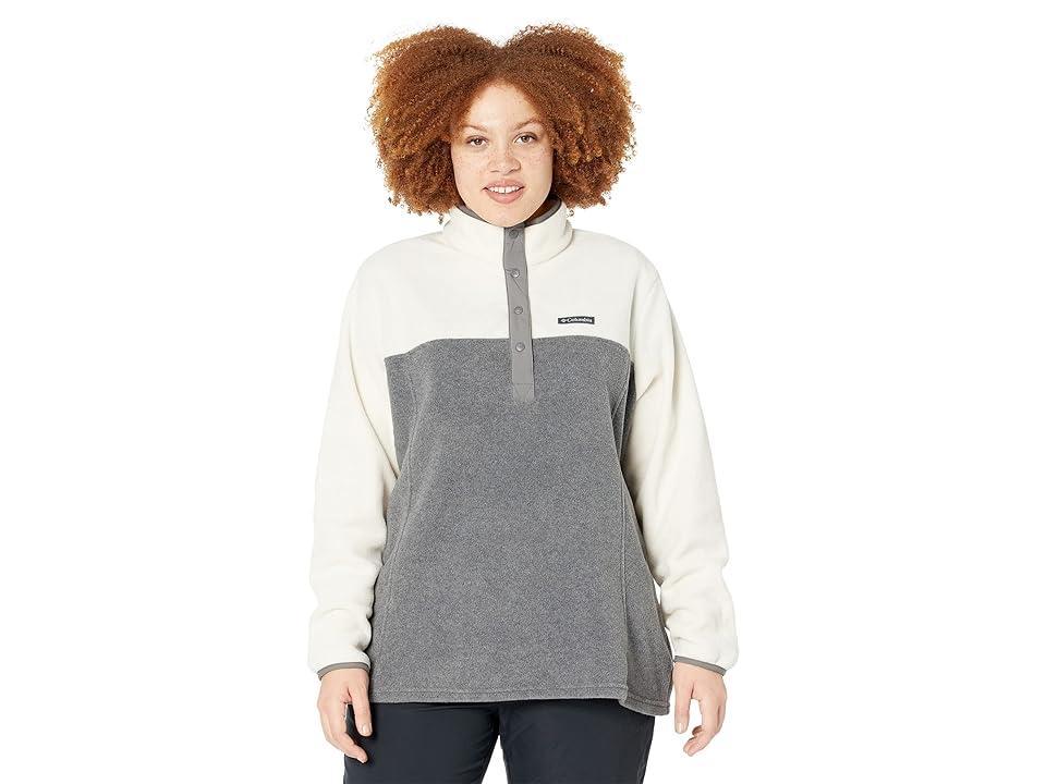 Columbia Plus Size Benton Springs 12 Snap Pullover (City Grey Heather/Chalk) Women's Long Sleeve Pullover Product Image