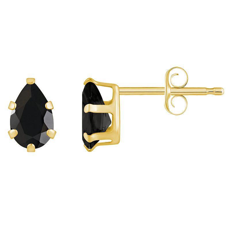 Celebration Gems 10k Gold Pear Shape Onyx Stud Earrings, Womens, Yellow Product Image