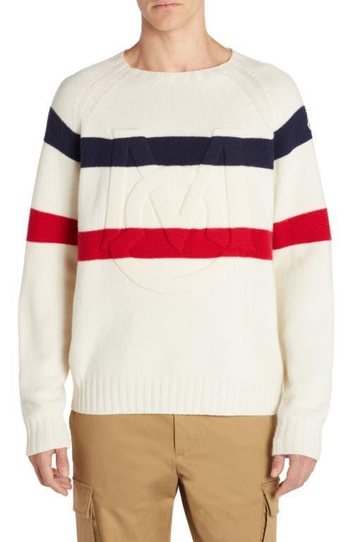 Moncler Monogram Logo Crewneck Virgin Wool & Cashmere Sweater Product Image