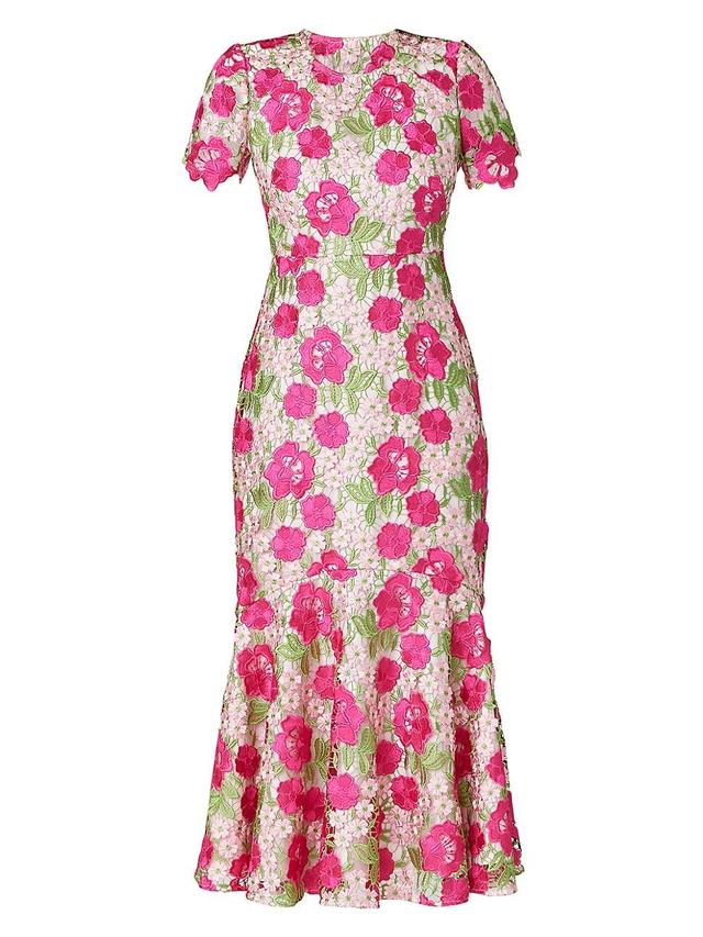 Womens Romaine Floral Guipure Lace Midi-Dress Product Image