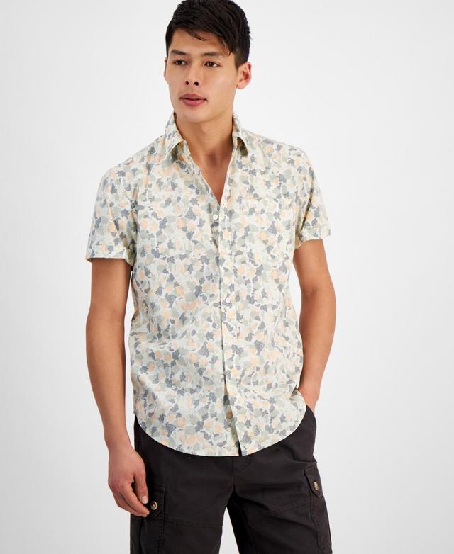 Sun + Stone Mens Lucas Short Sleeve Button-Front Leaf Print Shirt, Created for Macys Product Image