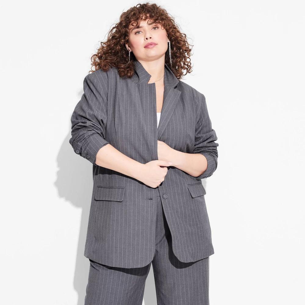 Womens Oversized Blazer - Wild Fable Pinstripe 4X Product Image