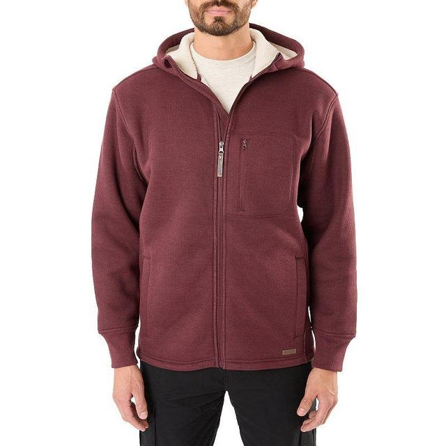 Big & Tall Smiths Workwear Sherpa-Lined Thermal Full-Zip Hooded Shacket, Mens Heather Red Product Image