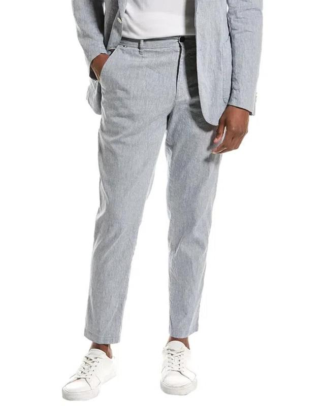 Relaxed Fit Linen-blend Pant In Blue Product Image