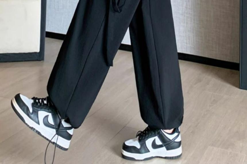 High Waist Plain Wide Leg Cargo Pants Product Image