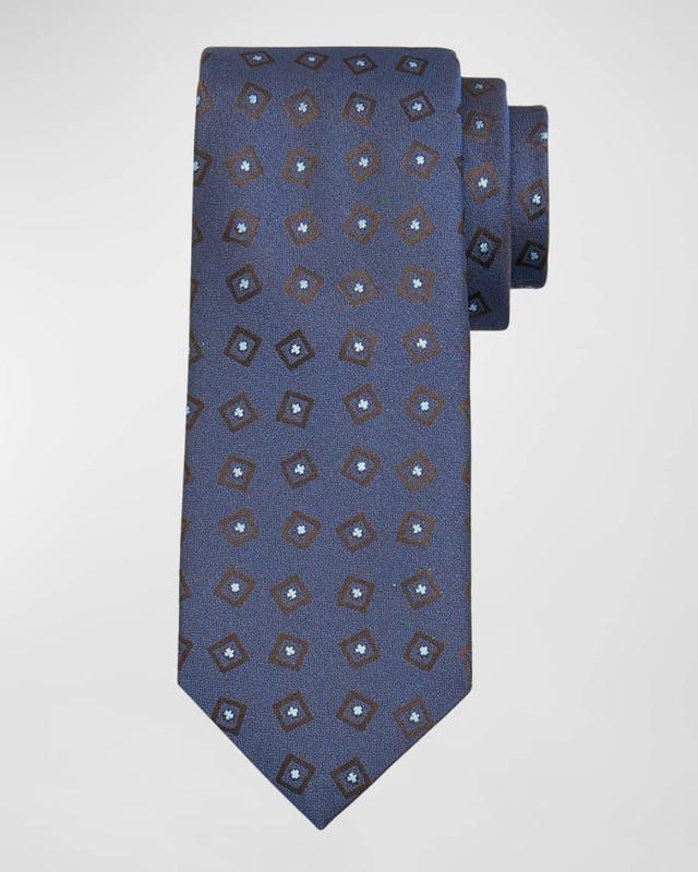 Men's Square-Print Silk Tie Product Image