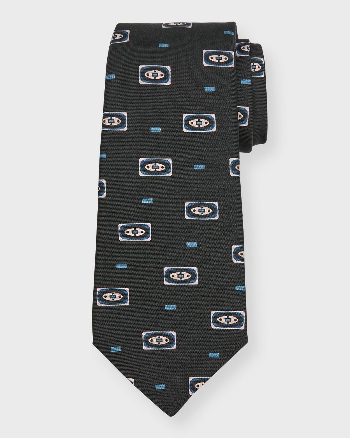 Mens Rectangle-Print Silk Tie Product Image