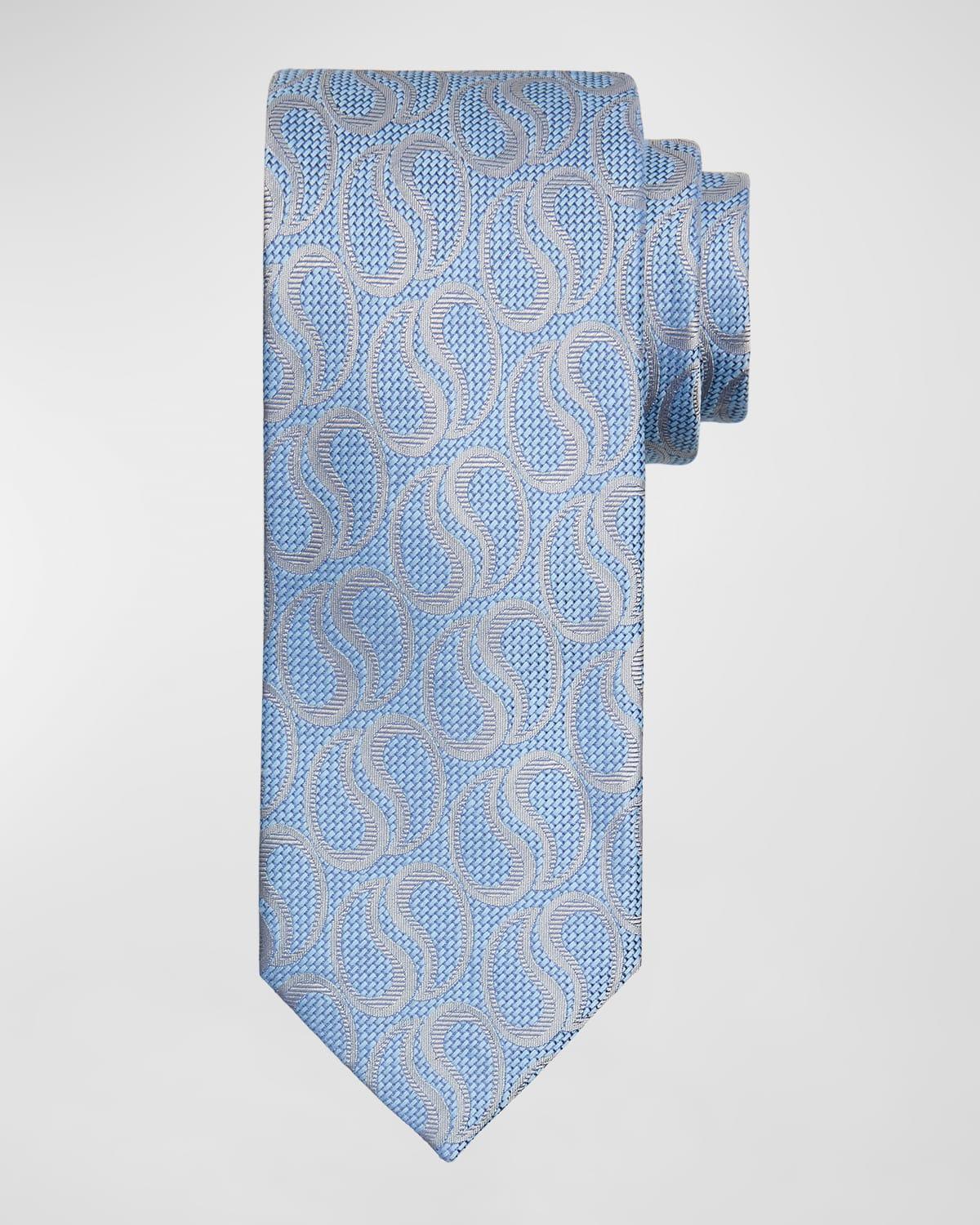 Mens Silk-Linen Jacquard Paisley Tie Product Image