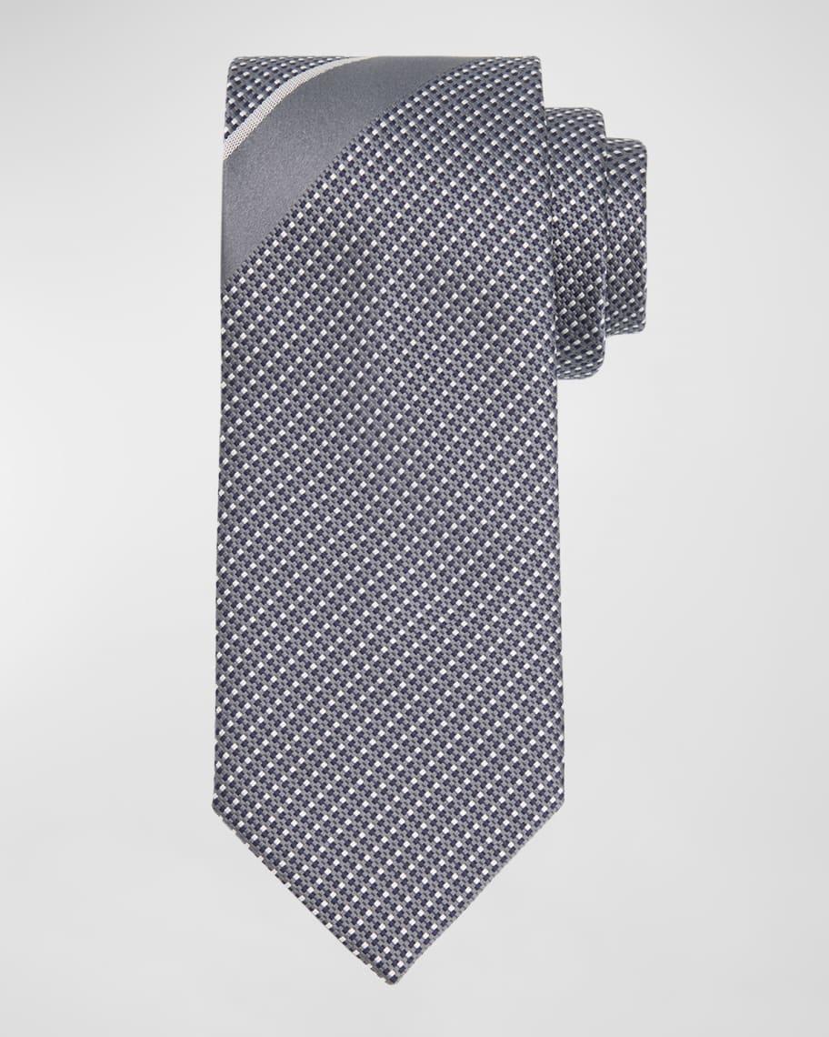 Men's Placed Stripe Silk Tie Product Image