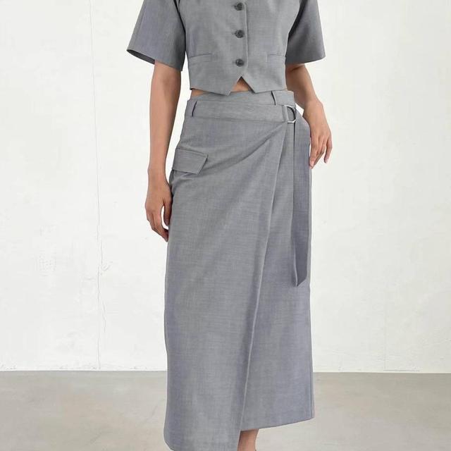 Kingsley Midi Skirt in Heather Grey Product Image