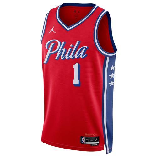 Nike Mens Nike 76ers Statement Jersey - Mens White/Red Product Image