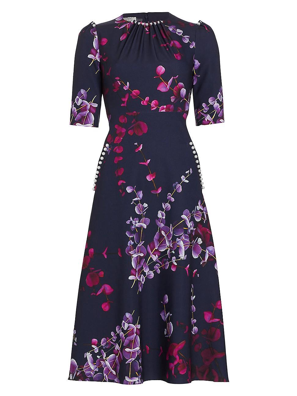 Womens Floral Crepe Cocktail Dress Product Image