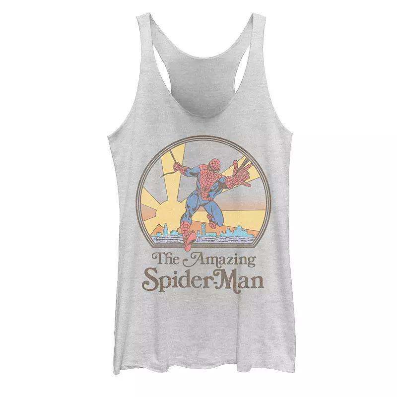 Juniors Marvel Spider-Man Vintage 70s Tank Top, Girls White Grey Product Image