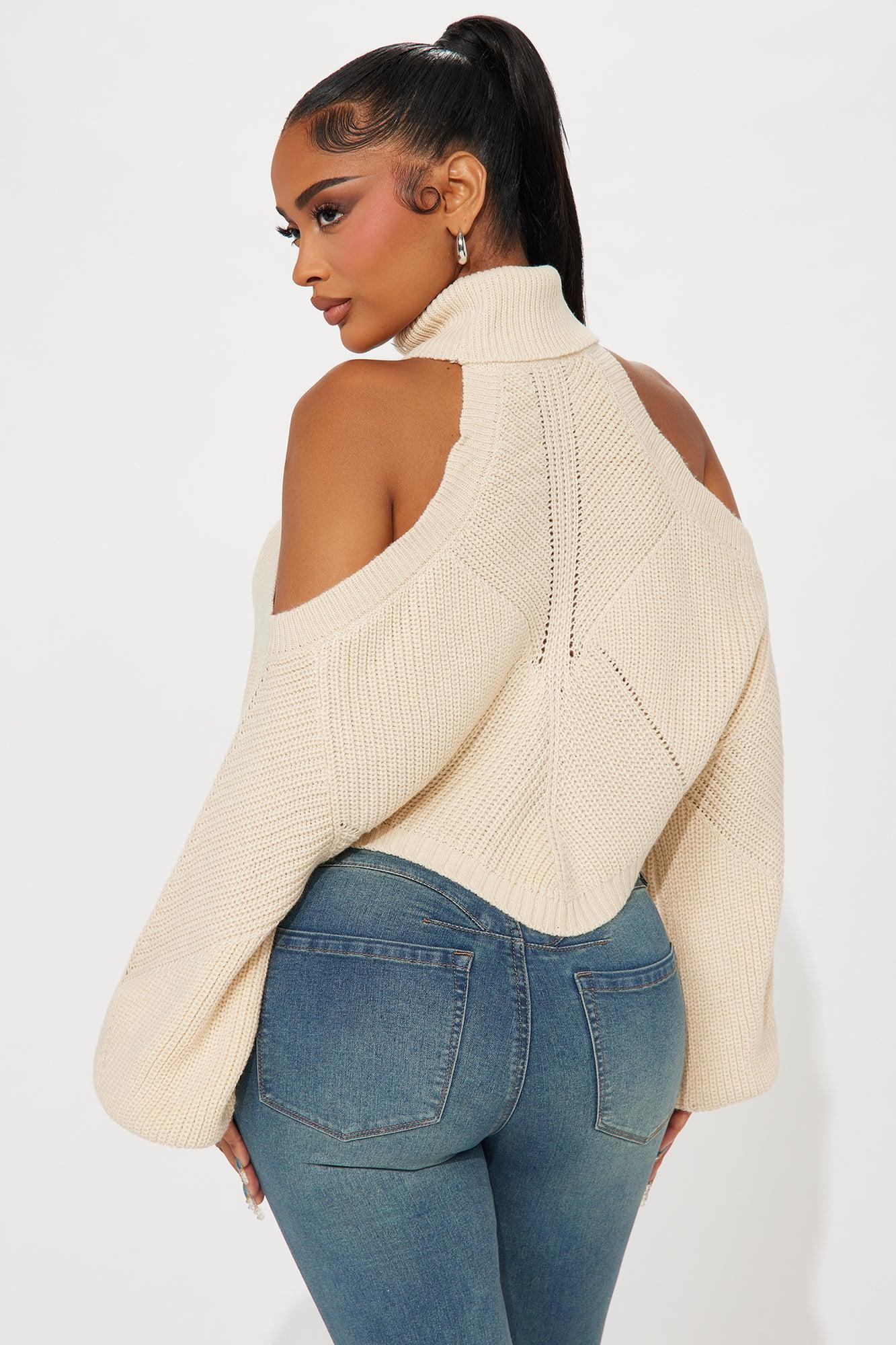 Karasi Cold Shoulder Sweater - Oatmeal Product Image