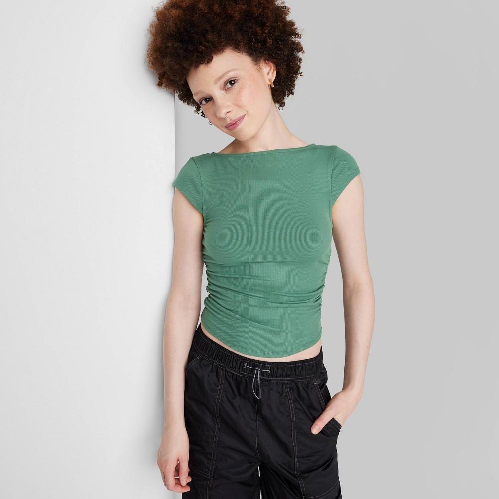 Womens Cap Sleeve Ruched Side Seam T-Shirt - Wild Fable XS Product Image