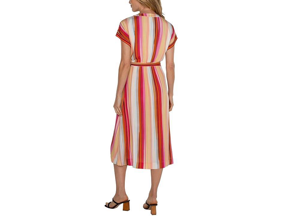 Liverpool Los Angeles Stripe Short Sleeve Wrap Dress Product Image