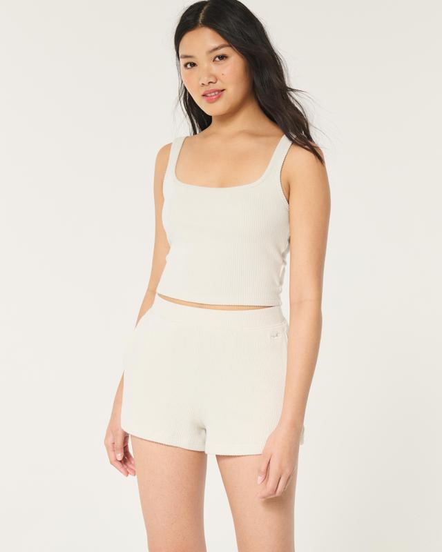 Cozy Ribbed Sleep Shorts Product Image