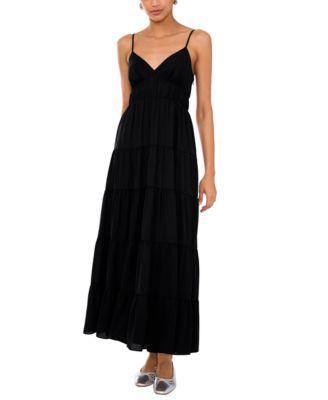 Women's V-Neck Sleeveless Tiered Maxi Dress Product Image