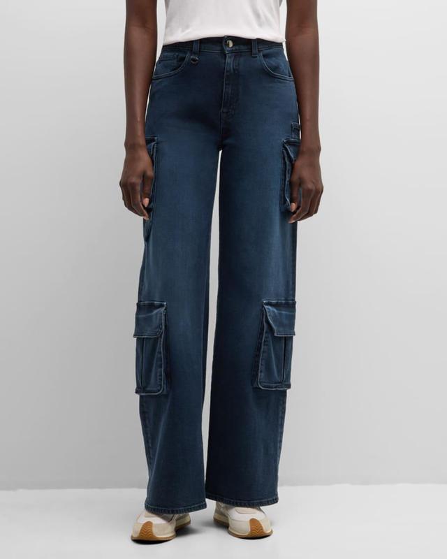 High-Rise Straight Cargo Jeans Product Image