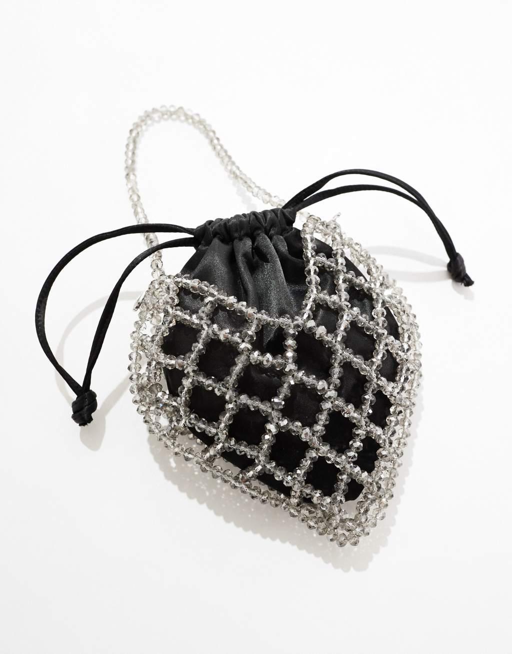 True Decadence pouch bag with chain detail in black Product Image