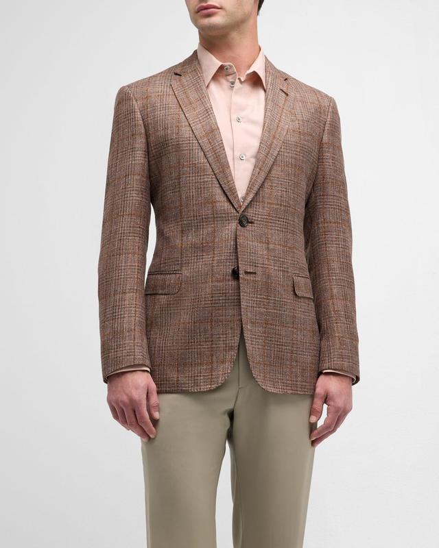 Mens Plaid Wool Two-Button Blazer Product Image