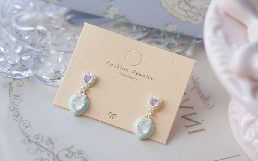 Heart Rhinestone Drop Earring / Clip-On Earring Product Image