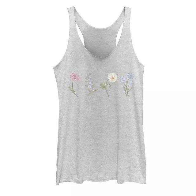 Juniors Embrace Flower Stems Tank Top, Girls White Grey Product Image