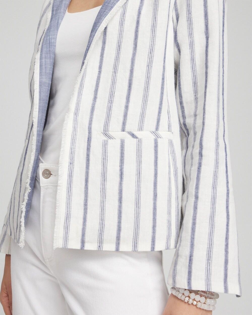 Stripe Linen Frayed Jacket Product Image